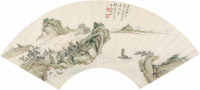钱杜 甲午（1834）年作 溪山放舟 扇片