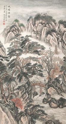 马骀 己巳（1929）年作 峨眉烟霭 立轴