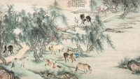 殷梓湘? 癸未（1943）年作 柳溪散马 镜片