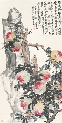 赵云壑 庚辰（1940）年作 福寿延年 镜片