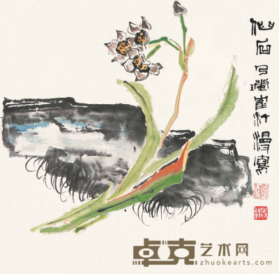 郑乃珖 蔡鹤汀 仙石 镜片 31×32cm