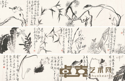 丁衍庸 乙卯（1975）年作 荷塘清趣 手卷 45.5×650cm