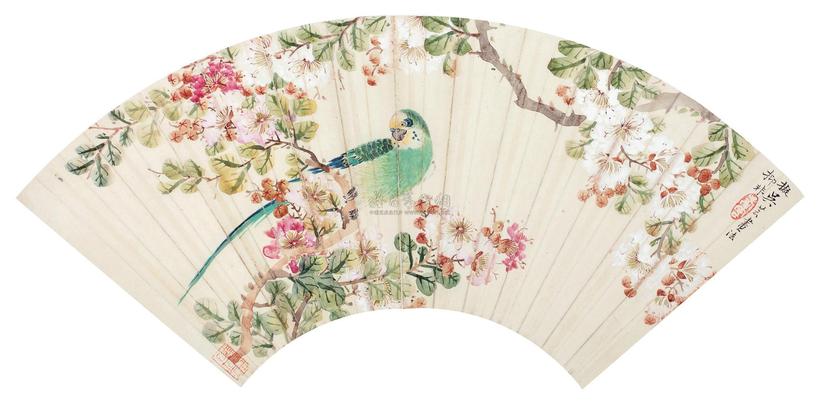 陆抑非 花鸟 镜心