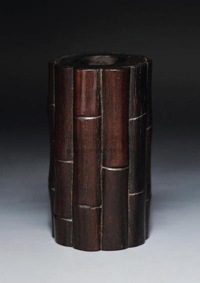 红木制竹型香筒