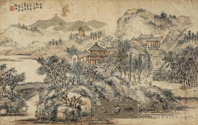 余嘉年 山居图 镜片 35.5×56cm