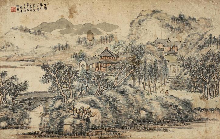 余嘉年 山居图 镜片