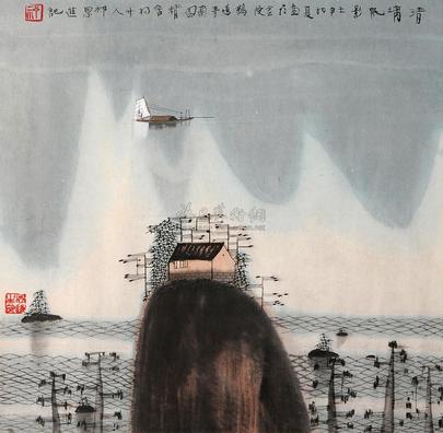 祁恩进 清漓帆影 立轴