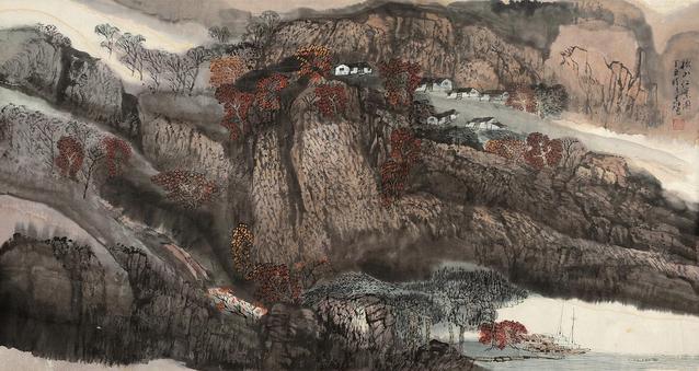 蔡天雄 秋山红叶图 镜片
