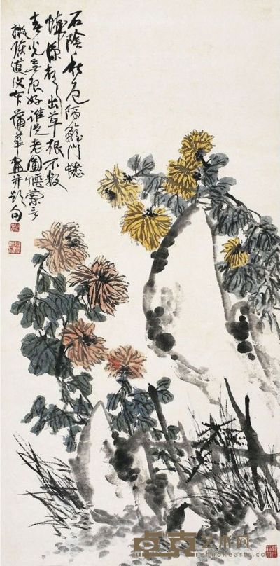 蒲华 菊石图 133×66.5cm
