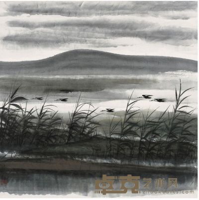 林风眠 芦塘秋鹜图 69×68.5cm