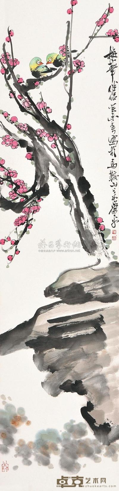 萧平 梅花伴侣 镜心 137×34cm
