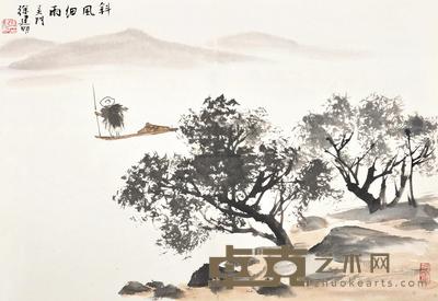 徐建明 斜风细雨图 镜片 45×64cm