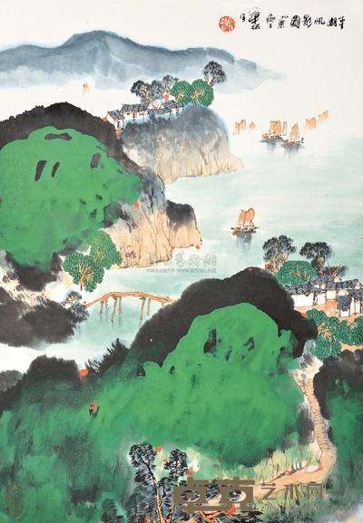 华拓 平湖帆影图 镜心 59×42cm