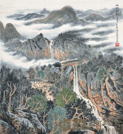 黄鸿仪 山村新绿 镜心 72×66cm