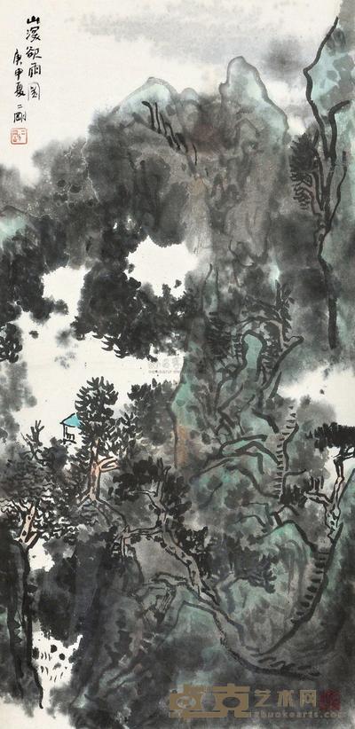 刘二刚 山溪欲雨图 镜心 67×33cm
