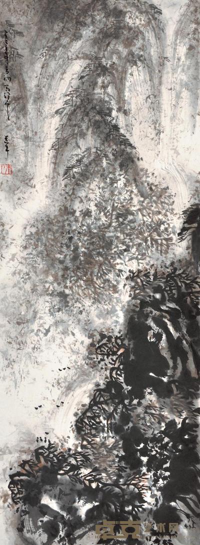 朱道平 飞瀑图 立轴 79×29cm