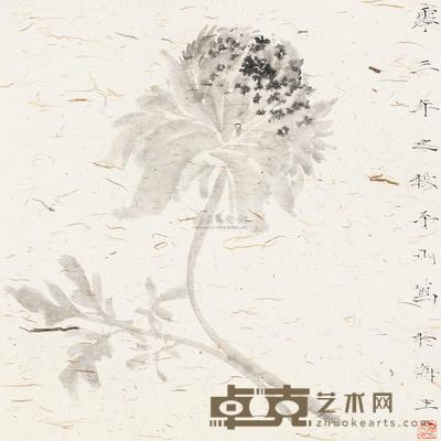 边平山 牡丹图 镜片 40×40cm