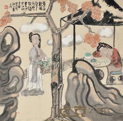 于水 黄昏听风声 镜心 66×66cm