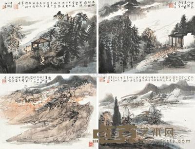 常进 山水四开 镜心 35×46cm×4