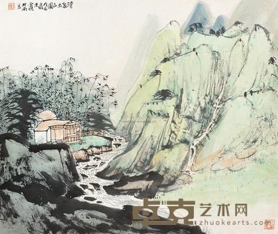 常进 清泉出山图 立轴 46×54cm