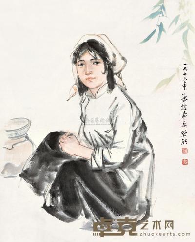 魏紫熙 少女 镜心 51×41.5cm