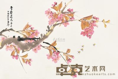 张正吟 桃花蜜蜂 镜片 41×61cm