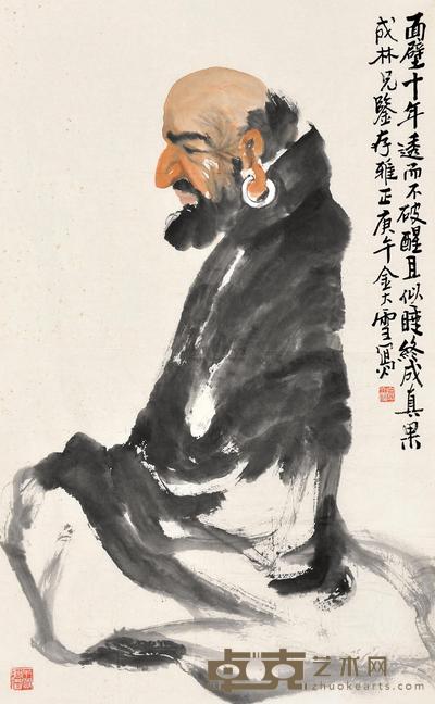 金大雪 达摩面壁 镜心 95×58cm