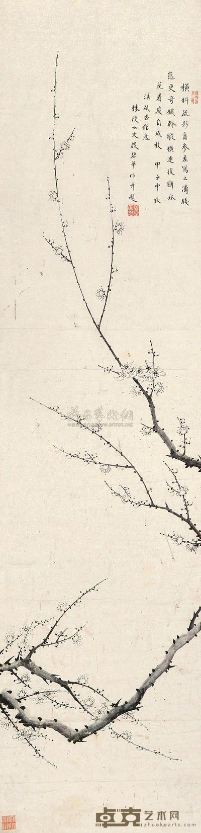 殷碧华 梅花 立轴 119×29cm