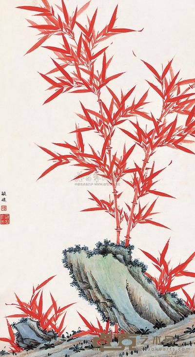 毓崃 竹趣图 立轴 68×37cm