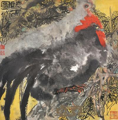 王涛 听雨图 镜心 68×68cm