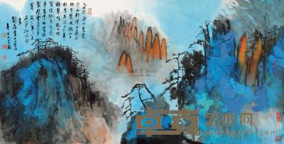 刘海粟 1988年作 黄山横翠 镜片 69×136.5cm