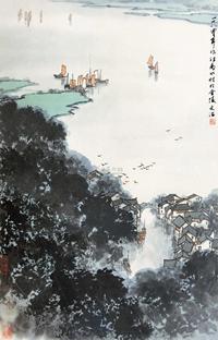 宋文治 1980年作 江南好风景 镜框