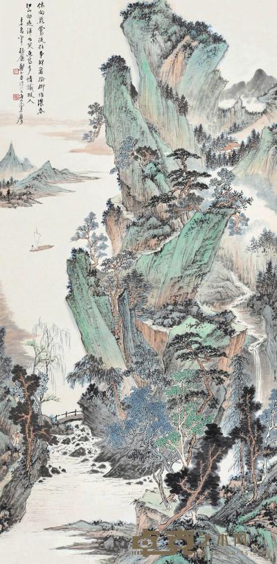 郑午昌 壬午（1942）年作 江山如笑 立轴 132×65cm