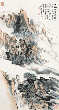 陆俨少 癸亥（1983）年作 云烟飞瀑 镜片
