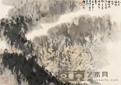 傅抱石 辛丑（1961）年作 满身苍翠仰高风 镜片 27.5×39cm
