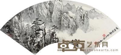 应野平 1978年作 西海云峰 扇片 18×51cm