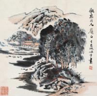 陆俨少 丁巳（1977）年作 溪山隐居 镜片