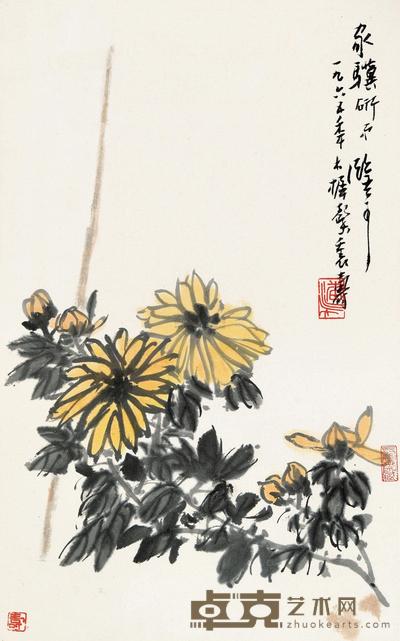 潘天寿 1965年作 秋菊图 立轴 57×35cm