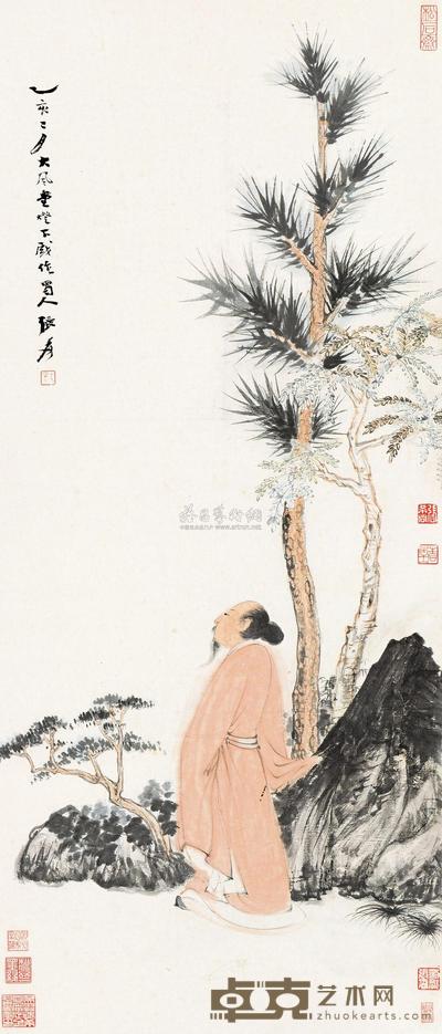 张大千 乙亥（1935）年作 松下高士 镜片 110×47cm