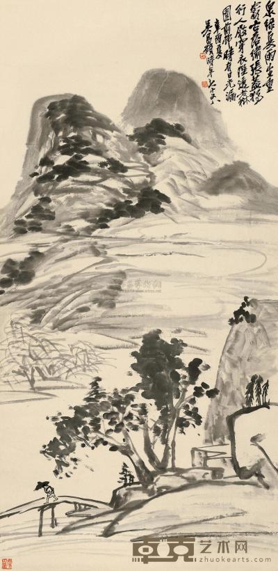 吴昌硕 辛酉（1921）年作 夏山雨过 立轴 138×68cm