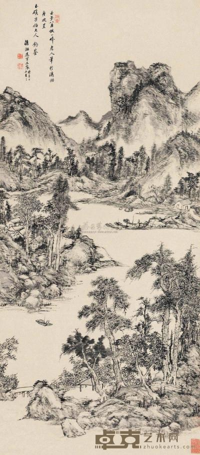王宸 壬子（1792）年作 清溪归舟 立轴 114.5×50.5cm