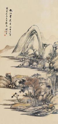 钱松 戊午（1858）年作 秋山隐居 镜框