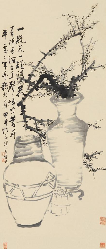 蒋仁 甲申（1764）年作 墨梅图 立轴