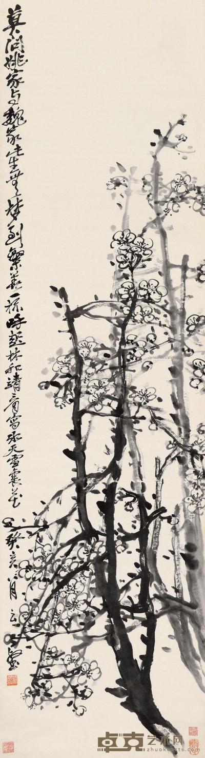 赵云壑 癸亥（1923）年作 墨梅图 立轴 148×40cm