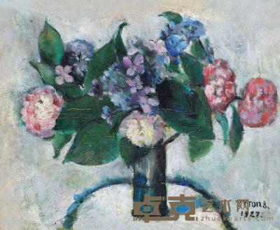 唐蕴玉 1927年作 花卉 31×37.5cm