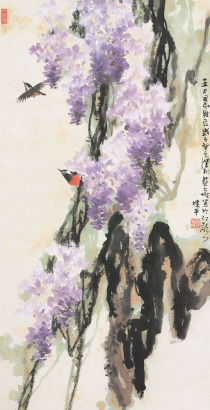 蔡大雄 1983年作 紫藤飞雀图 立轴
