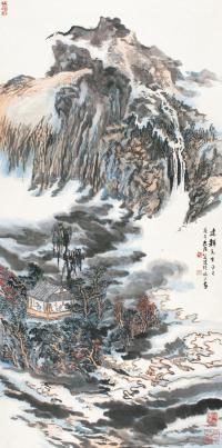 陆俨少 庚午（1990）年作 云山飞瀑 镜片