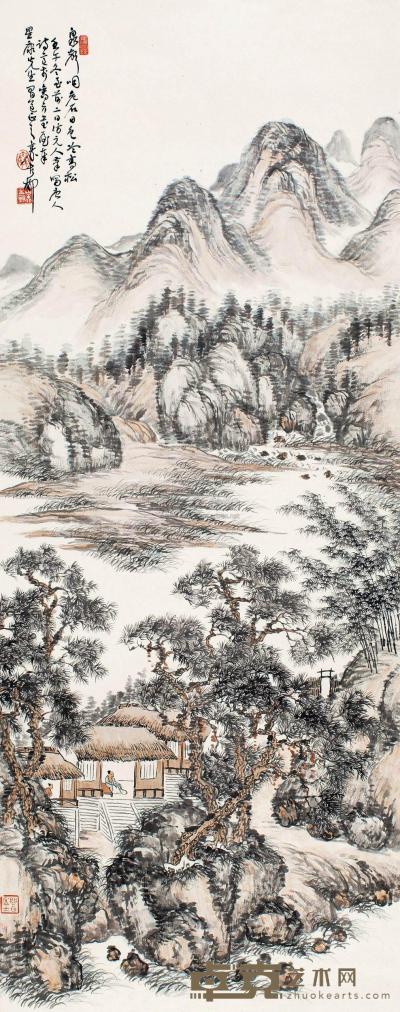 秦古柳 壬午（1942）年作 泉石高隐 立轴 110×43cm