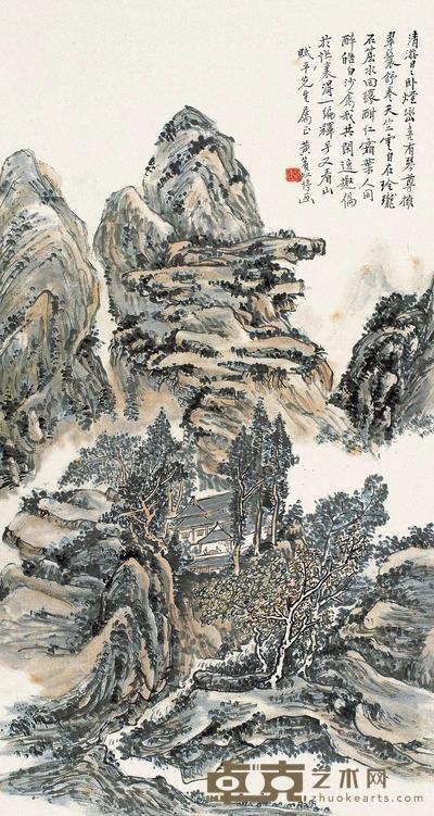 黄宾虹 清游烟峦闲逸趣 立轴 75×40.5cm