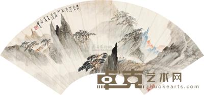 郑午昌 癸未（1943）年作 流水高山 扇片 18×52cm